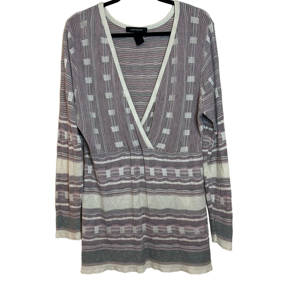 ASHLEY STEWART Long Sleeve Surplice Tunic Sweater 18/20 - Picture 1 of 10